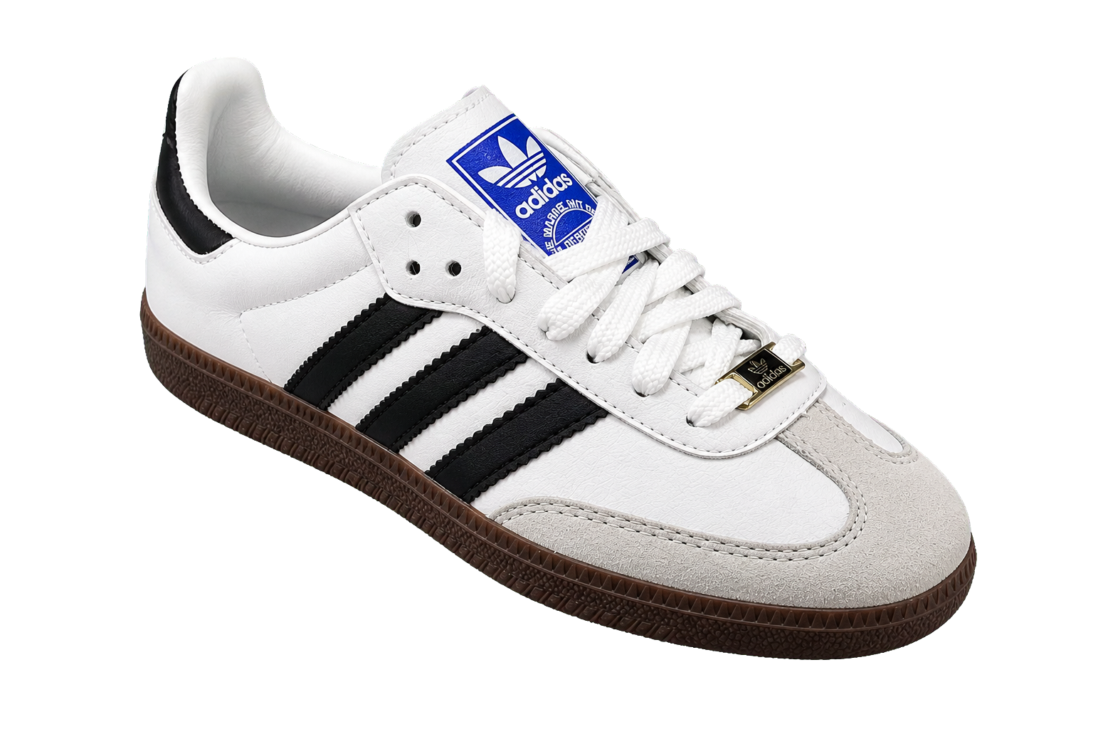 Adidas Samba branco, preto e marrom